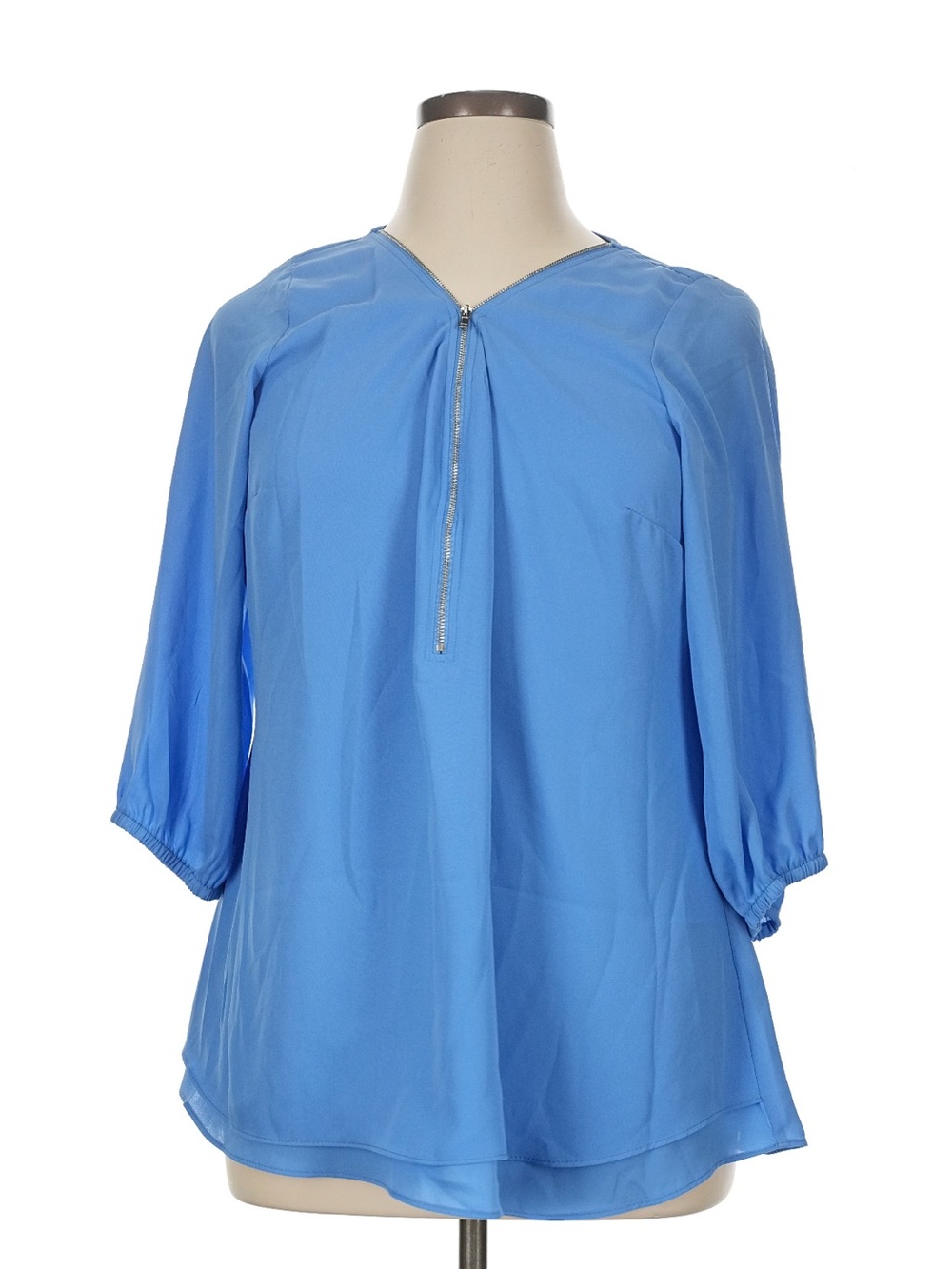 City Chic Sky Blue 1/4 Zip-Front Blouse